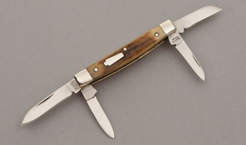 Schatt & Morgan Gents Four Blade Congress with Sambar Stag Handle Scales handle material - Obverse Side - Item #KLC10174