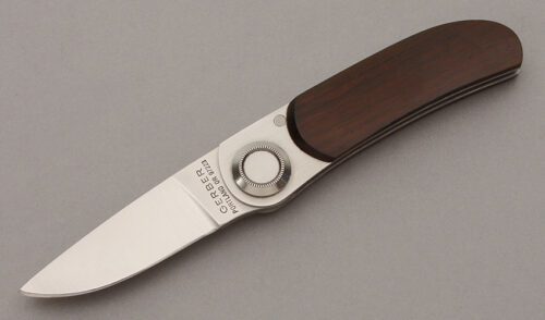 Gerber Knives Paul 2PW with Cocobolo Wood Handle Scales handle material - Obverse Side - Item #KLC10179