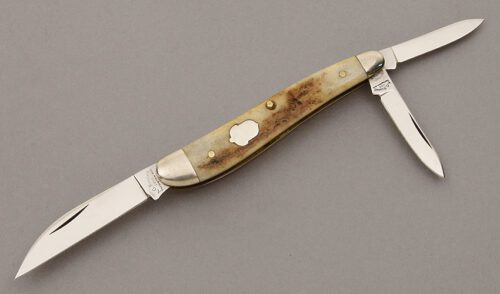 A.G. Russell Wharncliffe Whittler with Burnt Stag Handle Scales handle material - Obverse Side - Item #KLC10185