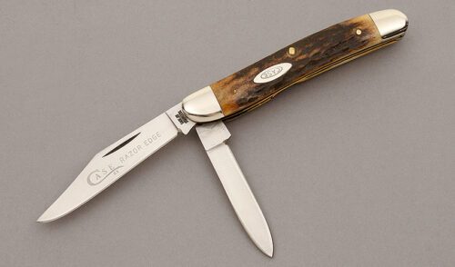 Case Cutlery 52087 Two Blade Jack with Stag Handle Scales handle material - Obverse Side - Item #KLC10188