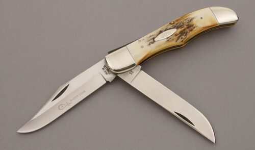 Case Cutlery 5265 SAB Folding Hunter with Stag Handle Scales handle material - Obverse Side - Item #KLC10191
