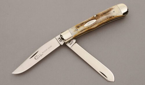 Case Cutlery 5254 SSP Trapper with Stag Handle Scales handle material - Obverse Side - Item #KLC10194
