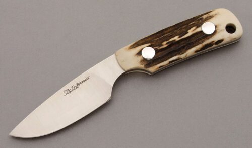 A.G. Russell Shopmade Caper with India Stag Handle Scales handle material - Obverse Side - Item #KLC10199