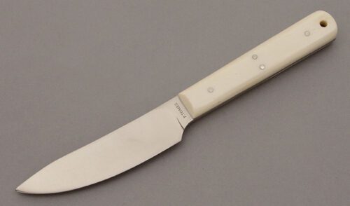 P.J. Tomes Model 21 Utility Knife with Smooth White Bone Scales handle material - Obverse Side - Item #KLC10202