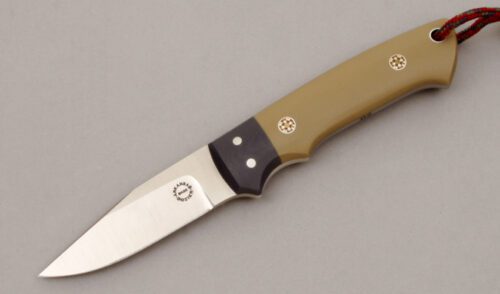 Dozier Knives Custom Clip Point with Tan G10 Handle Scales handle material - Obverse Side - Item #KLC10208