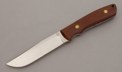 Dozier Knives Wilderness Knife with Brown Canvas Micarta Scales handle material - Obverse Side - Item #KLC10211