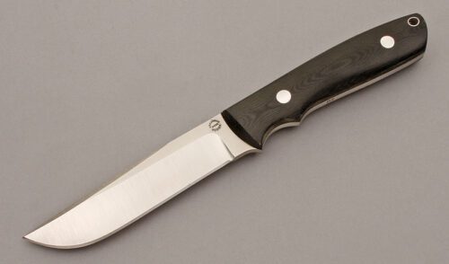 Dozier Knives Wilderness Knife with Black Linen Micarta Scales handle material - Obverse Side - Item #KLC10212