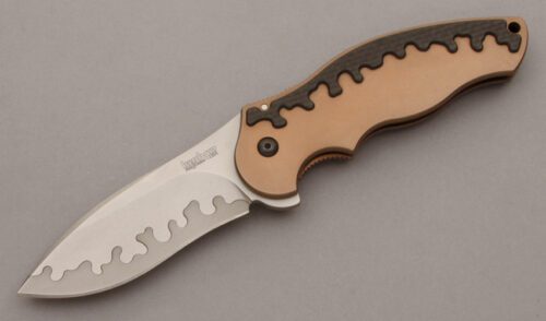 Kershaw Knives 1850 Tyrade Speedsafe Flipper with Bronze Anodized Titanium handle material - Obverse Side - Item #KLC10214