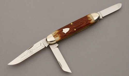 Great Eastern Cutlery 538308 Cuban Stockman with Brown & White Jigged Bone handle material - Obverse Side - Item #KLC10220