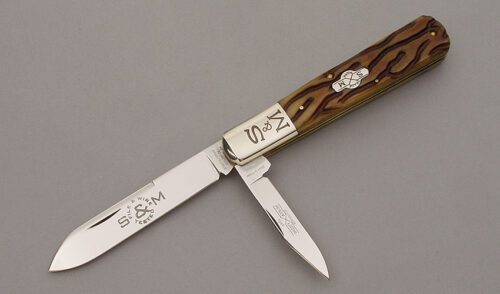 Schatt & Morgan 042271 Daddy Barlow with Green Worm Groove Jigged Bone handle material - Obverse Side - Item #KLC10233