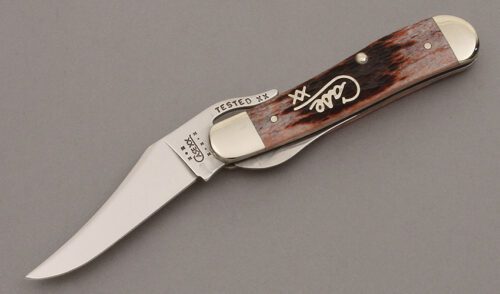 Case Cutlery 61953L Russlock Folder with Cranberry Jigged Bone Scales handle material - Obverse Side - Item #KLC10236