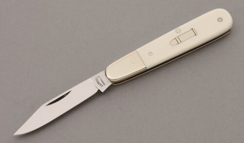 A.G. Russell CM-4 Baby Barlow with Pre-Ban Elephant Ivory Scales handle material - Obverse Side - Item #KLC10248