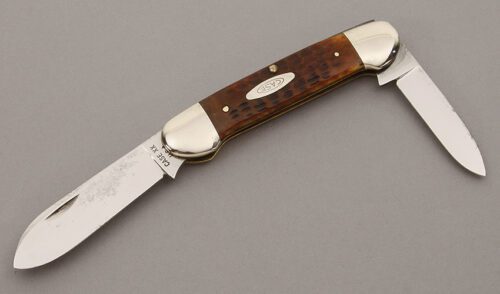 Case Cutlery 10 Dot Two Blade Canoe with Apoloosa Jigged Bone Scales handle material - Obverse Side - Item #KLC10263