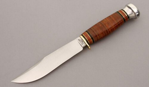 Marble's Knives Old Expert with Stacked Leather Handle handle material - Obverse Side - Item #KLC10274