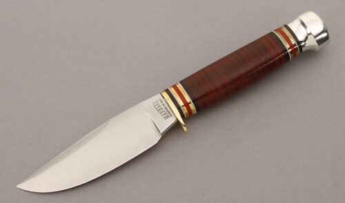 Marble's Knives Lil' Handy with Stacked Leather Handle handle material - Obverse Side - Item #KLC10277