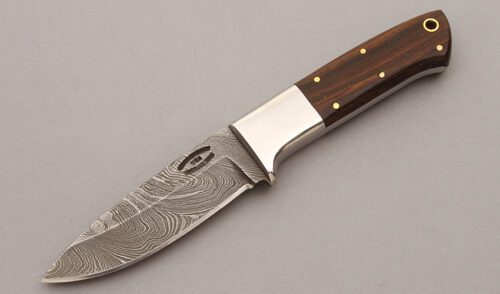 CFL Cutlery Damascus Hunter with Rosewood Handle Scales handle material - Obverse Side - Item #KLC10302