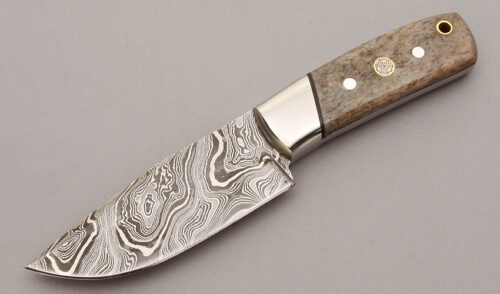 CFK Cutlery Damascus Hunter with Camel Bone Handle Scales handle material - Obverse Side - Item #KLC10303