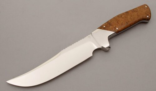 Norm Levine Large Trailing Point Hunter with Maple Wood Handle Scales handle material - Obverse Side - Item #KLC10309