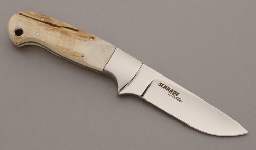 Schrade Cutlery SDH1 D'Holder Hunter with Sambar Stag Handle Scales handle material - Obverse Side - Item #KLC10339