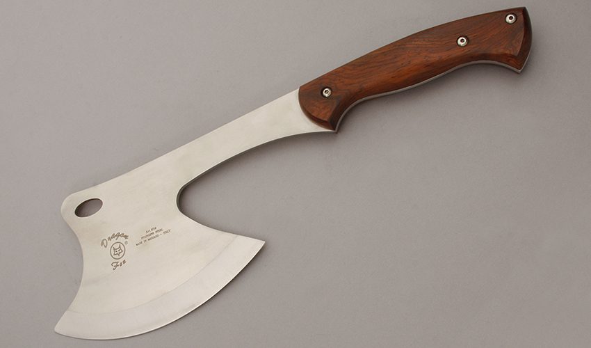 Fox Cutlery Dragon Axe with Cocobolo Wood Handle Scales handle material - Obverse Side - Item #KLC10350