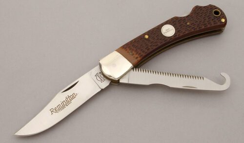Remington Knives R3 Big Game Lockback with Jigged Delrin Handle Scales handle material - Obverse Side - Item #KLC10356