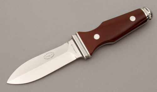 A.G. Russell 1977 Sting II with Maroon Micarta Scales handle material - Obverse Side - Item #KLC10361