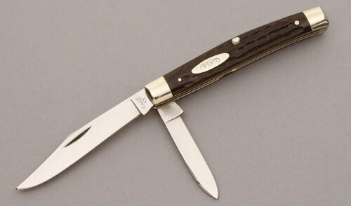 Case Cutlery 6244 Junior Jack Knife with Brown Jigged Bone Scales handle material - Obverse Side - Item #KLC10365