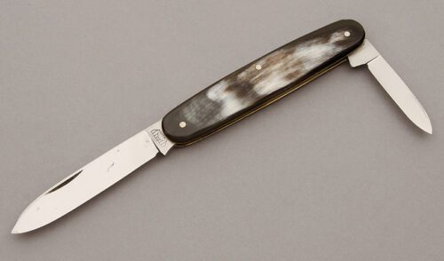 Bruckmann Knives Two Blade Pen with Cattle Horn Handle Scales handle material - Obverse Side - Item #KLC10368