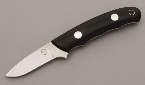 Dozier Knives K-12 Small Game Skinner with Black Micarta Handle Scales handle material - Obverse Side - Item #KLC10373