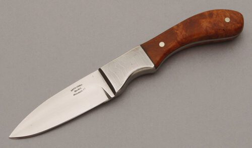Kevin Cross Utility Knife with Desert Ironwood Scales handle material - Obverse Side - Item #KLC10375