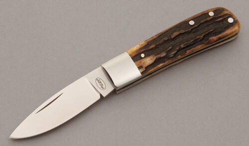 J.H. Lloyd Custom Slip Joint Folder with Stag Handle Scales handle material - Obverse Side - Item #KLC10381