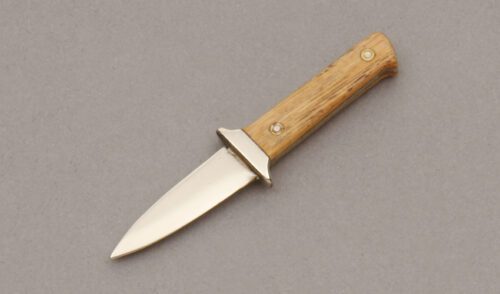 Unknown Maker Mini Bob Dozier Boot Knife with Bamboo Handle Scales handle material - Obverse Side - Item #KLC10388