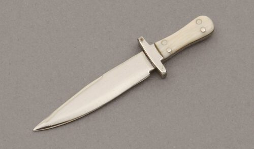 Unknown Maker Miniature D.E. Henry Bowie with Ivory Handle Scales handle material - Obverse Side - Item #KLC10392