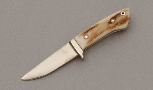 Unknown Maker Miniature R.W. Loveless Hunter with Stag Handle Scales handle material - Obverse Side - Item #KLC10396