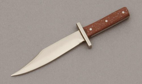Unknown Maker Miniature Sheffield Bowie with Pipestone Handle Scales handle material - Obverse Side - Item #KLC10405