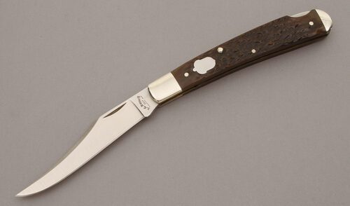 A.G. Russell Grandads Lockback with Brown Jigged Bone Scales handle material - Obverse Side - Item #KLC10407