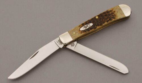 Case Cutlery 06254 Trapper with Antique Jigged Bone Scales handle material - Obverse Side - Item #KLC10417