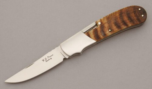 W.D. Pease Custom Sidelock Folder with Sheep Horn Scales handle material - Obverse Side - Item #KLC10435