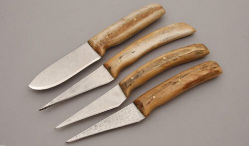 Unknown Maker Hunting Set with Fossil Walrus Ivory handle material - Obverse Side - Item #KLC10442