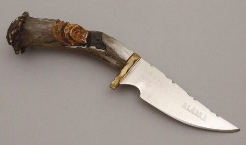 Alaska Custom Knives Hunter with Stag Crown Handle handle material - Obverse Side - Item #KLC10443