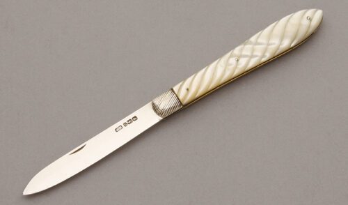 William Needham Ladies Silver Fruit Knife with Mother of Pearl Handle handle material - Obverse Side - Item #KLC10449