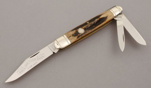 Winchester Knives 1996 NKCA Club Knife with Stag Handle Scales handle material - Obverse Side - Item #KLC10468