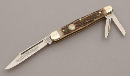 Carl Schlieper Eye Brand 1996 NKCA Club Whittler Knife with Stag Handle Scales handle material - Obverse Side - Item #KLC10473