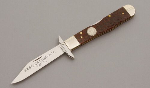 Case Cutlery NKCA 2005 Cheetah Lockback with Walnut Bone Handle Scales handle material - Obverse Side - Item #KLC10475