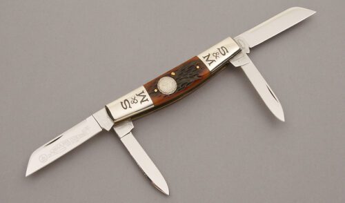 Schatt & Morgan 2005 NKCA Club Congress Knife with Jigged Bone Scales handle material - Obverse Side - Item #KLC10476