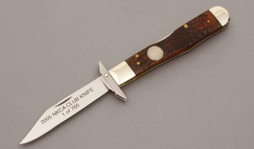 Case Cutlery NKCA 2005 Cheetah Lockback with Walnut Bone Handle Scales handle material - Obverse Side - Item #KLC10480