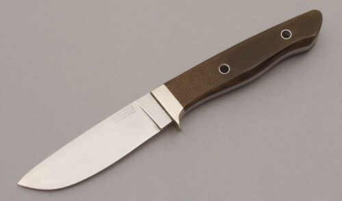 Bark River Knife & Tool Mountaineer with Green Canvas Micarta Scales handle material - Obverse Side - Item #KLC10484