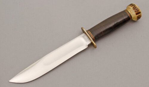 Marble's Knives Ideal with Stacked Leather Handle handle material - Obverse Side - Item #KLC10486
