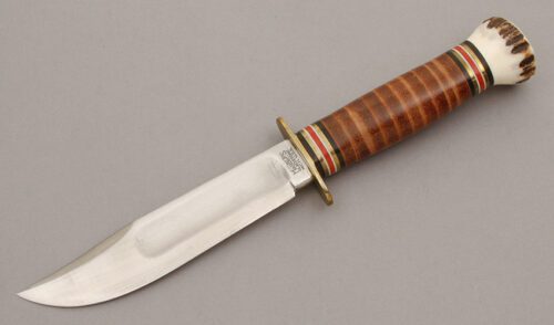 Marble's Knives Ideal with Stacked Leather handle material - Obverse Side - Item #KLC10493