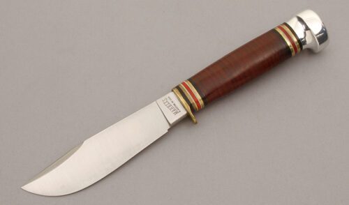 Marble's Knives Campcraft with Stacked Leather Handle handle material - Obverse Side - Item #KLC10494